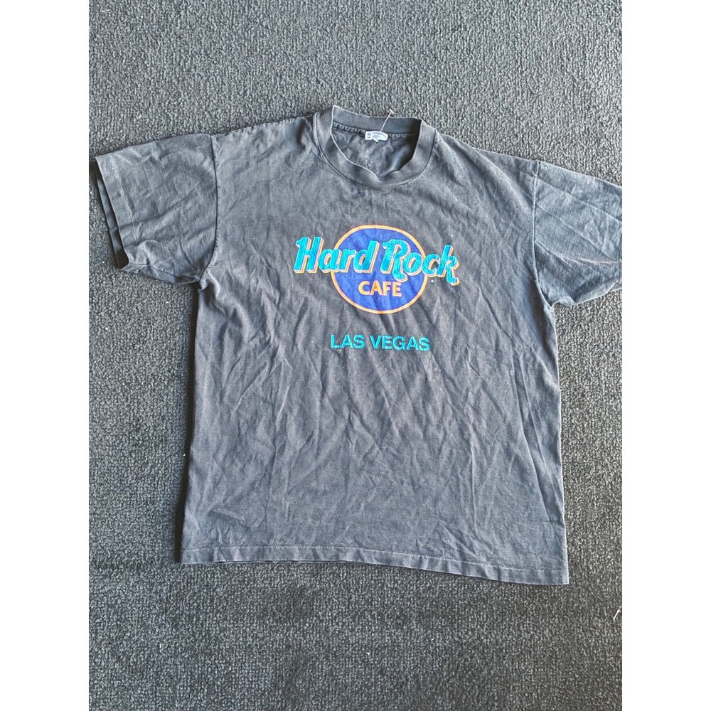 Vintage Hard Rock Cafe Hollywood T-Shirt Black Neon Logo Winterland Mens Large